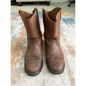 BRAZOS men's WORK boots in size 10E, featuring a lace-up closure and solid brown